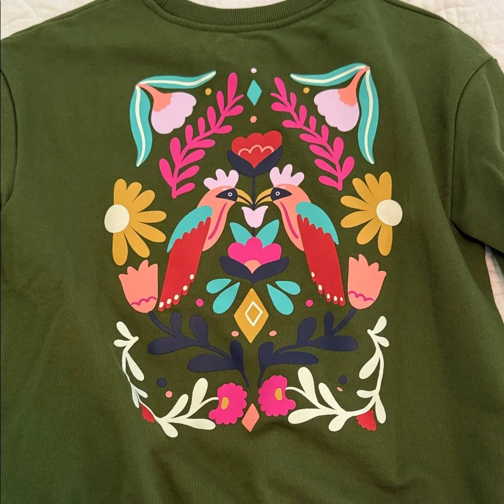 Target Green Kids Lightweight Sweatshirt with Floral Design, size M - 8.